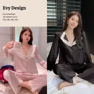 Bộ đồ lụa cộc tay xinh xăn, bộ pyjama cộc tay dễ thương mùa hè cho nữ hàng Quảng Châu (BN31)