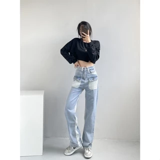Quần Jeans Nữ Lưng Cao Ống Rộng Chất Vải Mềm Thiết Kế Cực Đẹp Phong  Cách Thời Trang Hàn Quốc (ND66) Jeans.Real_Store