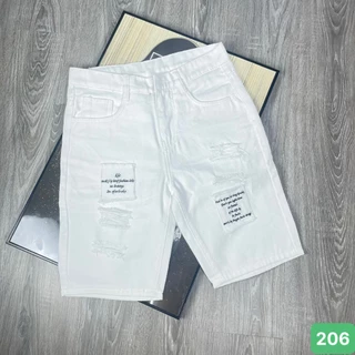 Quần short jean nam trắng rách chất jean cotton cao cấp trắng rách bụi bặm QS206