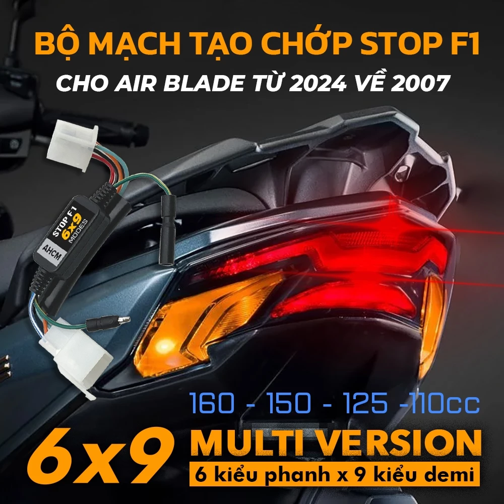 AB - [MULTI 6x9] Bộ mạch giắ zin tạo chớp stop F1 nhiều kiểu chớp cho Air Blade, có chớp demi, demi sáng tối