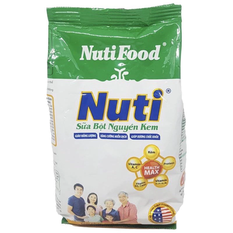 HSD 5-2026 Sữa bột nguyên kem gói 400g Nutifood