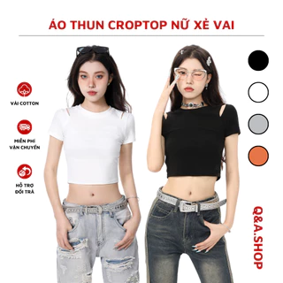 Áo Thun Croptop Nữ Họa Tiết Trơn Xẻ Vai Form Ôm Tôn Dáng Phong Cách Quyến Rũ CT-0014