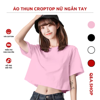 Áo Thun Croptop Nữ Tay Lửng Hoạ Tiết Trơn Form Rộng Chất Cotton Co Giãn Phong Cách Năng Động Dễ Phối Đồ CT-0018