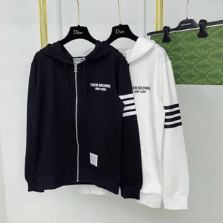 Áo Khoác Hoodie Nam Nữ Th.om Brow.ne 4 Sọc Kẻ Tay, Chữ Thêu Nổi , Hàng Cao Cấp Nhập Khẩu UmiStore