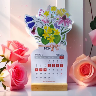 Lịch để bàn 2024 lịch Tết 2024 lọ hoa dễ thương độc đáo decor bàn làm việc làm quà tặng độc đáo