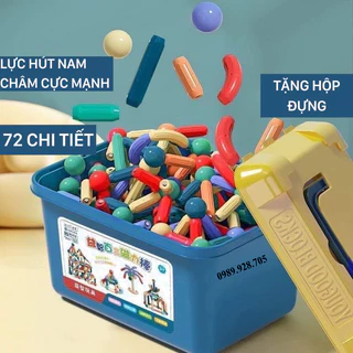 ( Giá Sỉ ) Bộ Xếp Hình Nam Châm 72 Chi Tiết Có Hộp Cất Gọn - Đồ Chơi Xếp HìnhTừ Tính Thông Minh An Toàn Cho Bé