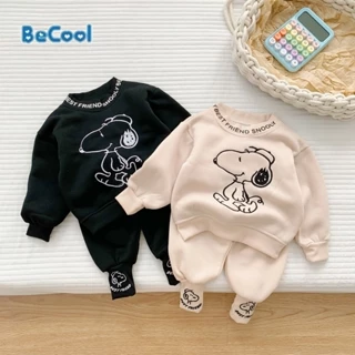 Bộ Nỉ Cho Bé Thêu Hình Chú Chó SNUPY Cực Xinh, Quần Áo Mùa Thu Đông Cho Bé Từ 7-28kg - MOOBABY SHOP