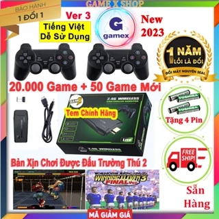 Game Stick 4k V3 Pro 2023, Tiếng Việt 64GB-20.000 trò + 50 game mới tải thêm, máy chơi game cầm tay không dây