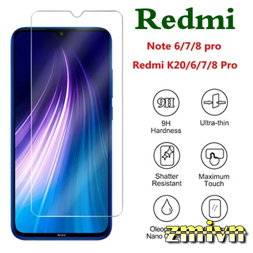 Cường lực Xiaomi Redmi 7 7A 8 8A 9S Note 10 10s Note 11 Note 12 Note 9 4G trong suốt Full 98%