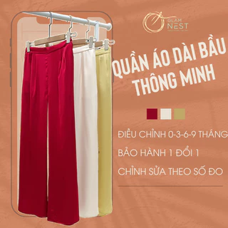 Quần Bầu Áo Dài Có Cạp Điều Chỉnh Thông Minh Chất Liệu Lụa Tô Châu Mềm Mịn Glam Nest QD004