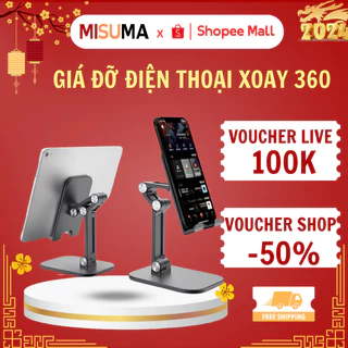 Giá Đỡ Để Điện Thoại MISUTA Xoay 360 độ, Khung Gấp Gọn, Góc Xoay Linh Hoạt Điều Chỉnh Dễ Dàng Siêu Hót