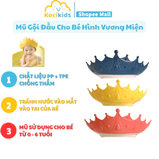 Mũ gội đầu cho bé hình vương miện - Mũ chắn nước gội đầu cho bé (Nón tắm cho bé)