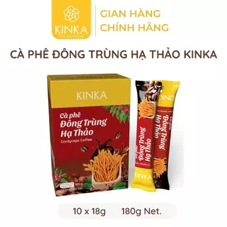 Cà phê KINKA đông trùng hạ thảo 180gr (10 gói x 18gr), đông trùng hạ thảo, cà phê sánh min, cà phê năng lượng KINKA