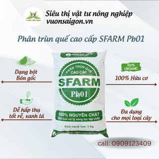 Phân trùn quế Sfarm gói 5kg dùng cho rau sạch, đất tơi xốp, xanh lá, giàu đạm N, hữu cơ (Vườn Sài Gòn - Vuon Sai Gon)