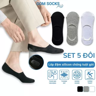 Combo 5 đôi tất lười nam GOM SOCKS chất vải cotton cao cấp thoáng mát, có đệm cao su chống tụt gót chân TAT-LUOI-02-CB5