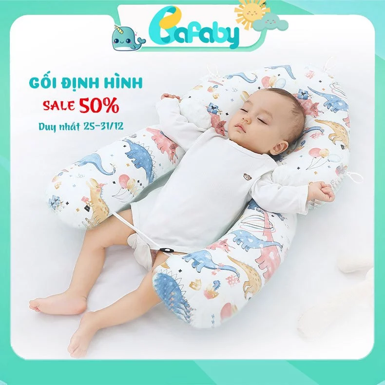 Gối Chữ U Cho Bé Sơ Sinh Chống Giật Mình Chống Bẹp Đầu Có Dây Rút Điều Chỉnh Bafaby - 305