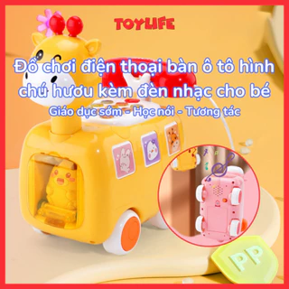 Đồ chơi điện thoại bàn ô tô hình chú hươu kèm đèn nhạc cho bé, bộ đồ chơi xe điện thoại giáo dục sớm cho trẻ 2 3 4 tuổi