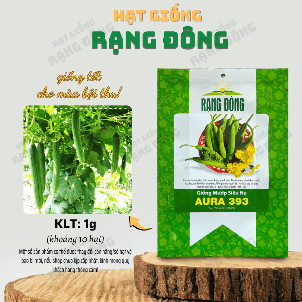 Hạt giống Mướp Siêu Nụ Aura 393 (1g~10 hạt) dễ chăm sóc, nụ cứng, dễ vận chuyển, trồng quanh năm - Hạt giống Rạng Đông