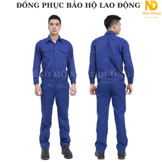 Quần áo bảo hộ lao động nam nữ DN08, Đồ bảo hộ lao động Nhật Dương giành công nhân màu xanh thoáng mát