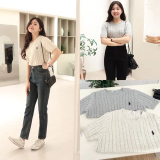 LIN CLOSET [AT827] Áo len thừng POLO basic style Hàn Quốc - TET COLLECTION