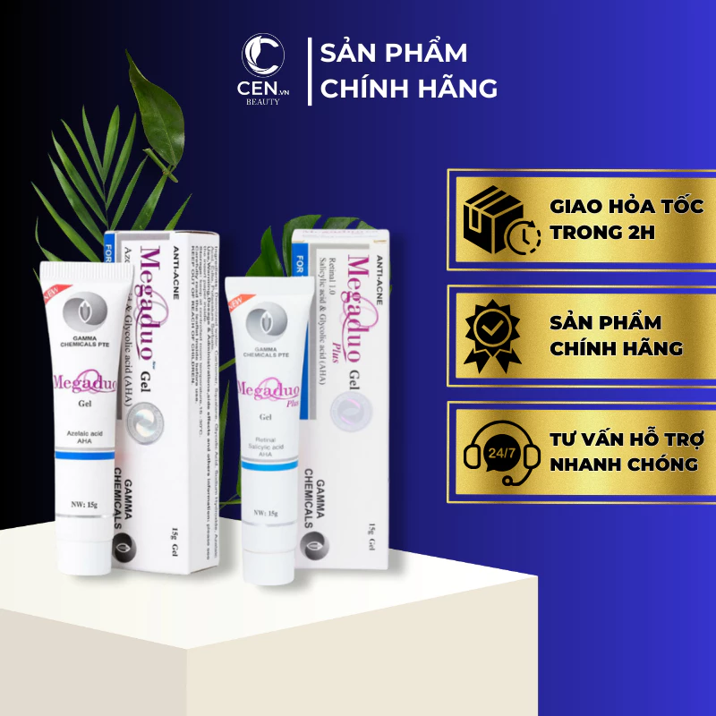 Megaduo Gel/Plus Gamma 15g-30g, Gel Giảm Mụn Ẩn, Thâm, Đầu Đen Cho Da Dầu Mụn