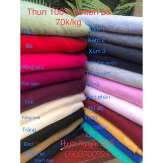 Vải thun 100% cotton 2c (70k/kg)