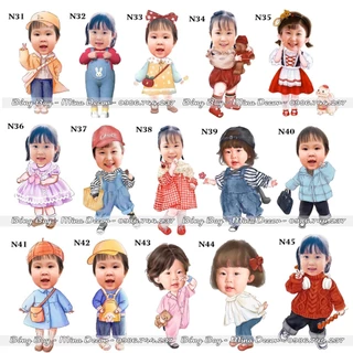 Chibi Bé Gái Trang Trí Sinh Nhật