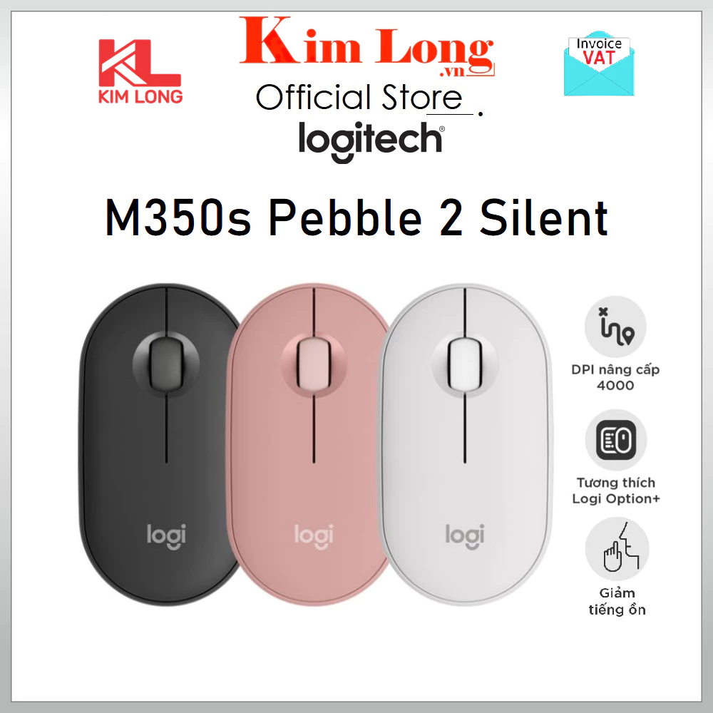 Chuột Bluetooth Logitech M350s Pebble 2 Silent - Mỏng nhẹ, Nút tùy chỉnh, Easy-Switch, 4000DPI