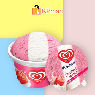 Kem ly dâu vani Wall's Populaire Strawberry Dan Vanila Cup 90ML