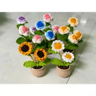 Chậu hoa len mini/ chậu hoa để bàn mini/ chậu hoa len/ chậu hoa handmade