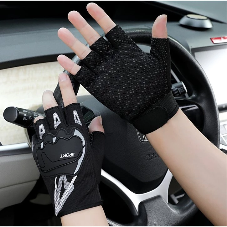 Găng Tay Xe Máy Nửa Ngón Bao Tay Thời Trang Đạp Xe Đi Phượt Chống Trượt Chống Nắng Điều Chỉnh Cổ Tay Cá Tính Năng Động