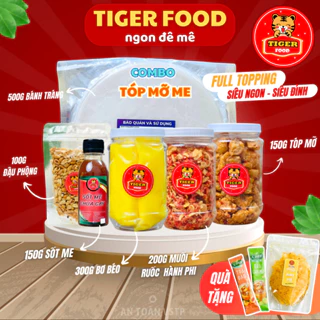 Bánh tráng phơi sương tóp mỡ TIGER FOOD  Bánh tráng + Bơ béo + Muối tôm hành phi + Tóp Mỡ + Sốt Me + Đậu phộng Siêu Ngon