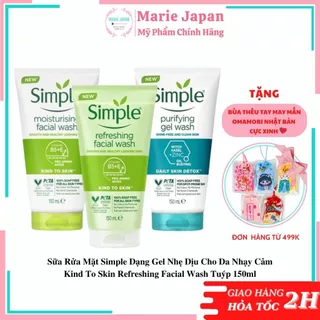 Sữa Rửa Mặt Simple Dạng Gel Nhẹ Dịu Cho Da Nhạy Cảm Kind To Skin Refreshing Facial Wash Tuýp 150ml