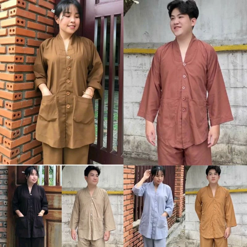 Có BIGSIZE Đồ lam đi chùa unisex nam nữ la hán túi phom rộng