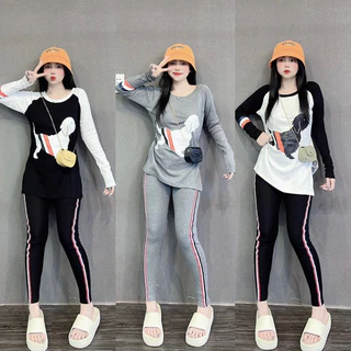 SET BỘ BIGSIZE NỮ HẰNG CLOTHING, DÀI ÔM CHẠY VIỀN IN HÌNH BÉ CÚN SIU CƯNG