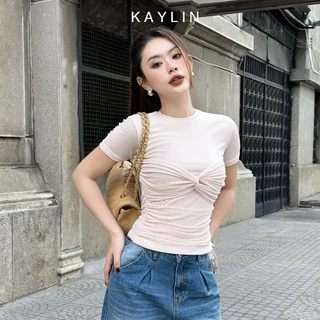 Áo thun KAYLIN kiểu nhúng ngực eo hỡ lưng chất vải cotton co giản thoáng mát phong cách N2165