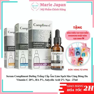 Serum Compliment Dưỡng Trắng Cấp Ẩm Căng Bóng Da Vitamin C 20% HA 5% Salycilic Acid 2% Nga 27ml