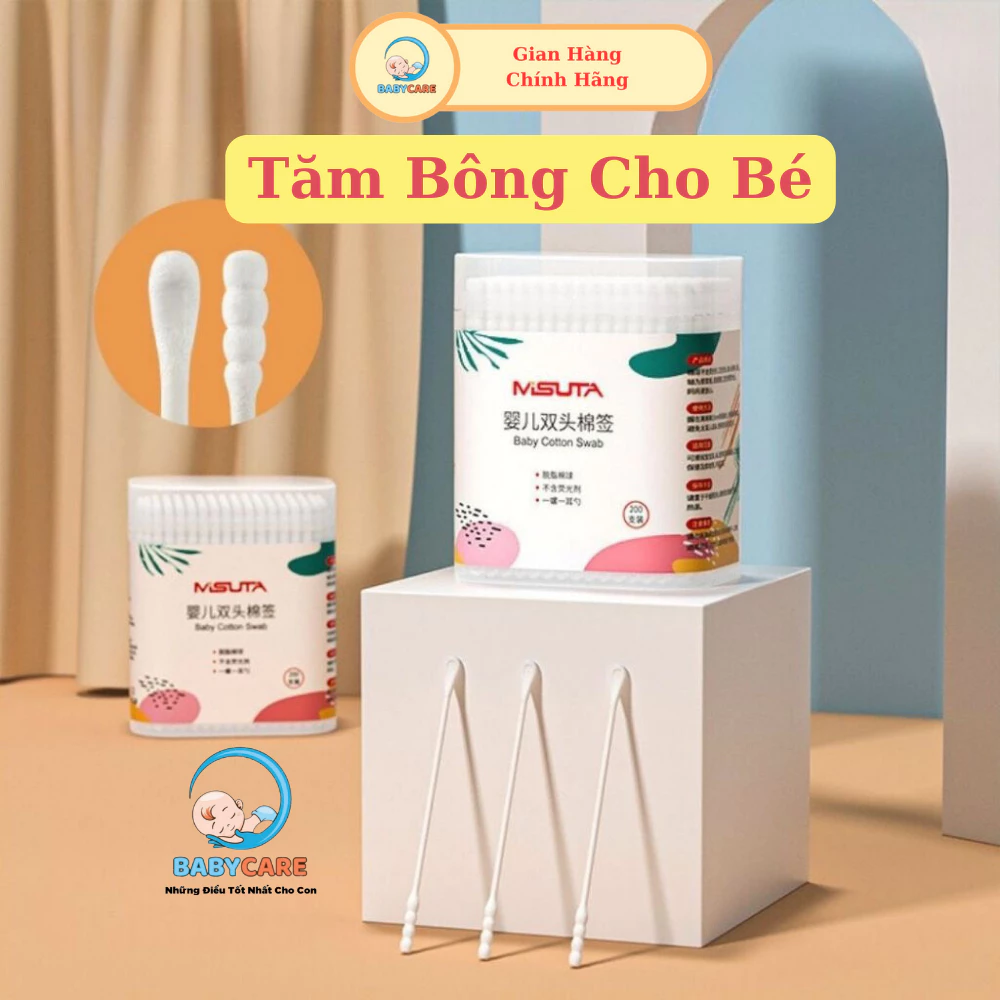 Tăm Bông Sơ Sinh Chuyên Dụng Misuta, Bông Tăm Cho Trẻ Sơ Sinh BabyCare Cao Cấp