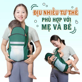 địu 4 tứ thế đỡ cổ cho bé sơ sinh đên 6 tháng có đai phản quang