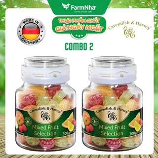 (Combo 2 Hộp) Kẹo Trái Cây Cavendish & Harvey Mixed Fruit Selection 300g Hủ Thủy Tinh Sang Trọng - Vị Trái Cây Tự Nhiên