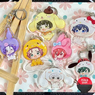 Móc khóa BLUE LOCK ver ĐỘI MŨ SANRIO in hình anime chibi mica acrylic keyring dễ thương