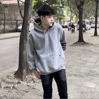 Áo Hoodie Thom 4 Vạch Đen Mũ Trùm 2 Lớp Chất Nỉ Bông Cao Cấp Uniex Nam Nữ