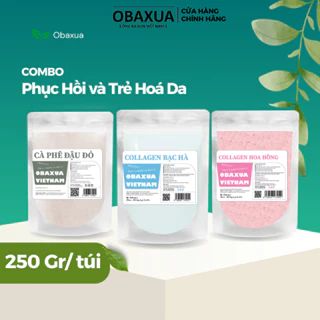 Bột Cà Phê Đậu Đỏ, Dẻo Colagen Bạc Hà, Dẻo Colagen Hoa Hồng (Combo Làm Đẹp Da Obaxua) 250g/túi- Phục hồi da, trẻ hoá da