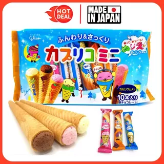 Bánh Ốc Quế Glico Caplico Nhân Kem Khô Cho Bé Hàng Nọi Địa Nhật Bản (Gói 10 Que Ốc Quế)