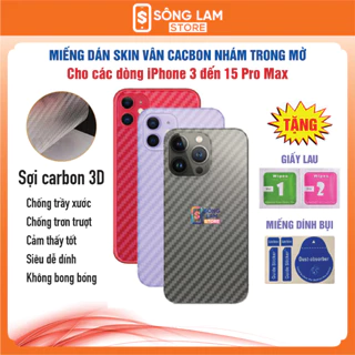 Miếng Dán Carbon trong mờ iPhone 6 6s 7 7Plus 8 Plus X XS 11 12 13 14 15 Pro Max Plus Chống Bám Vân Tay - Love Phone