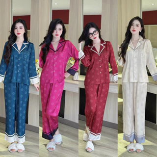 [ 40 - 58kg ] Đồ bộ pijama mặc nhà tay dài quần dài thiết kế chất lụa latin đẹp sang 1108