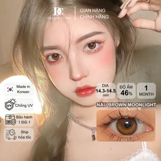 Kính áp tròng màu nâu moonlight có viền, contact lens mắt cận độ giãn vừa Hàn Quốc Decem Store