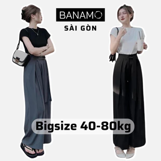 Quần ống rộng nữ bigsize Banamo Sài Gòn sớ suông buộc dây nơ chất tuyết mưa 9312