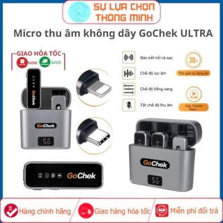 Micro thu âm không dây GoChek kèm Dock sạc lọc tạp âm khi live/quay video/ ghi âm cho điện thoại/máy tính GC-C/D ULTRA