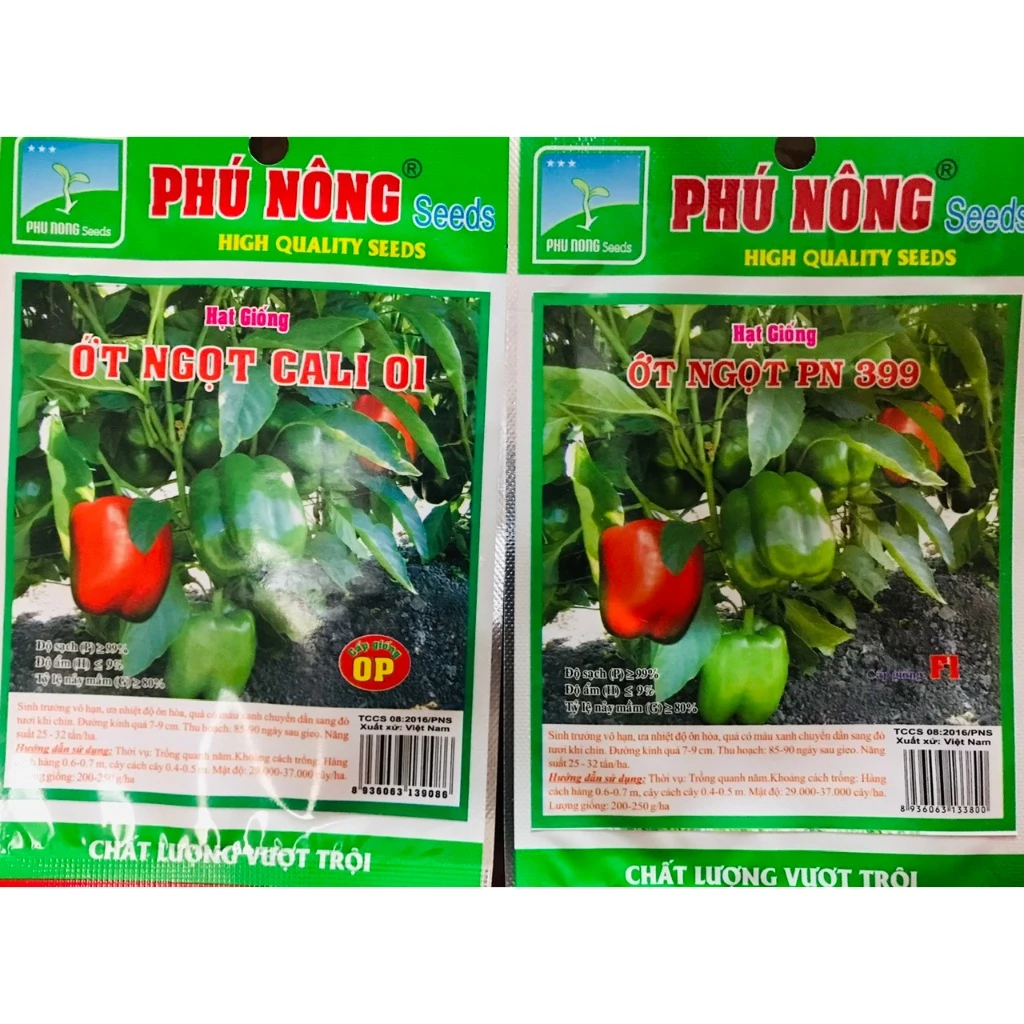 Hạt Giống Ớt Chuông, Ớt Ngọt PN399, Ớt Ngọt Cali 01 - Phú Nông Seeds - Key: Đất sạch, Phân Bón, Hữu Cơ, Xơ Dừa